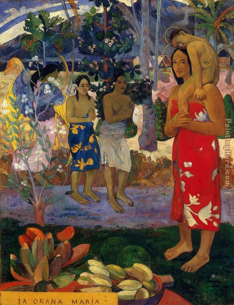 Hail Mary painting - Paul Gauguin Hail Mary art painting